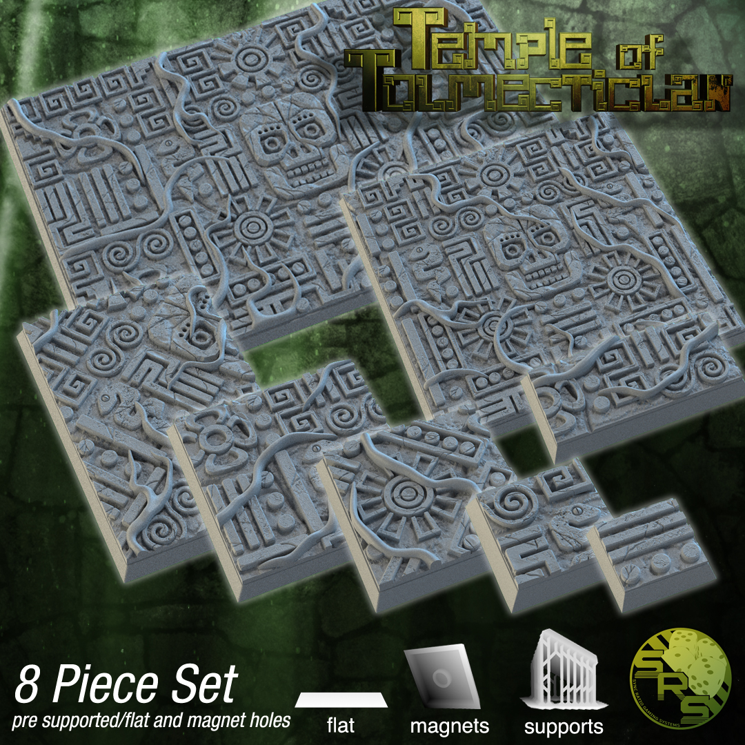 Azteken Base Set- Temple of Telmecticlan - Where Legends Stand 40mm rund unbemalt